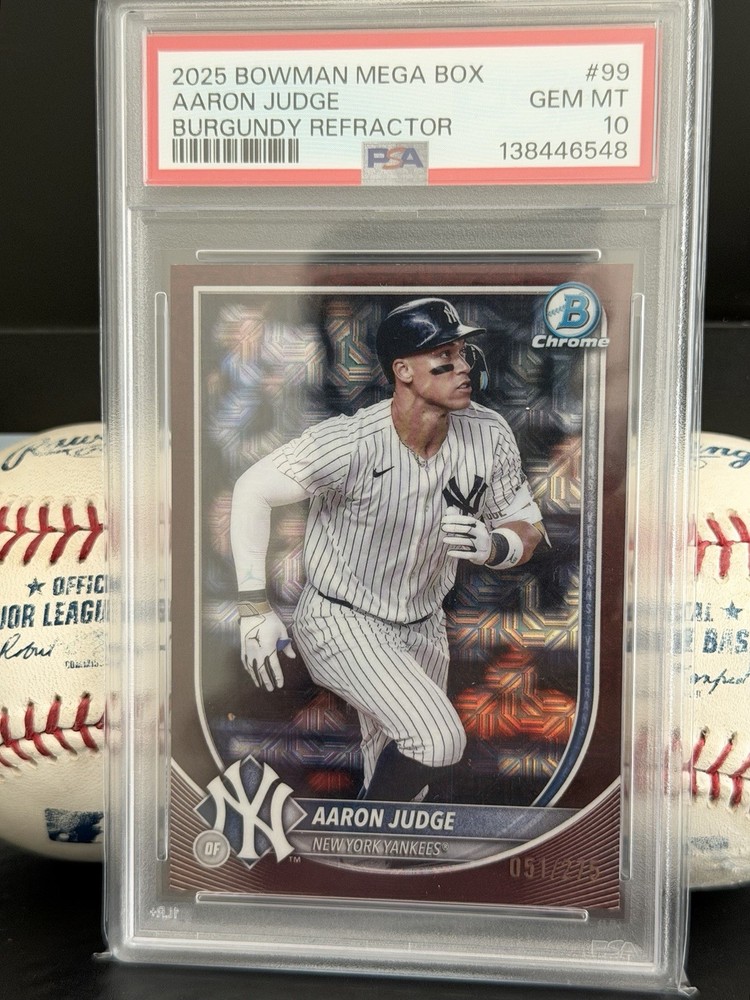 2025 Bowman Mega Box Aaron Judge Chrome Burgundy Mojo Refractor PSA 10 🔥