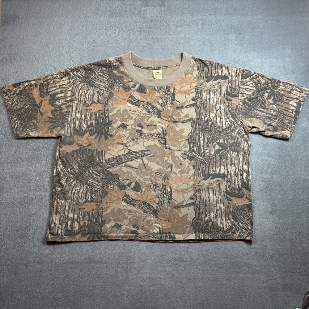 Vintage Duxbak RealTree Camo Pocket T-Shirt Men's 3XL Single Stitch Made In USA