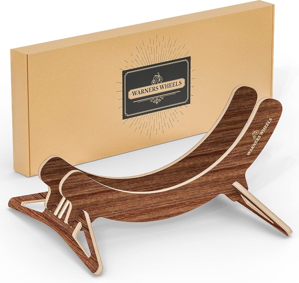 Warners Wheels Walnut Adjustable Indoor Wooden Bike Stand - New In Box