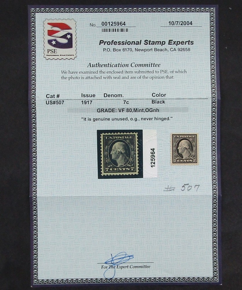 nystamps US Washington Stamp # 507 Mint OG NH PSE Cert       Y8x3408
