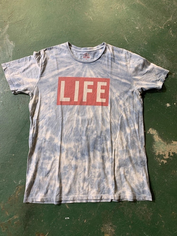 AltRU LIFE Logo Blue Tie-Dye Graphic Cotton Crew Neck T-Shirt Men’s L