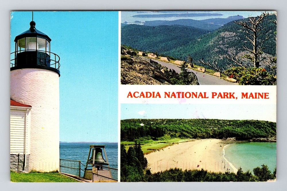 Acadia National Park ME-Maine, Lighthouse Scenic View, Vintage Postcard