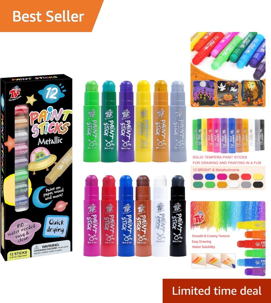 Paint Sticks, Metallic, Washable, Non-toxic, Tempera Paint Sticks for Kids an...