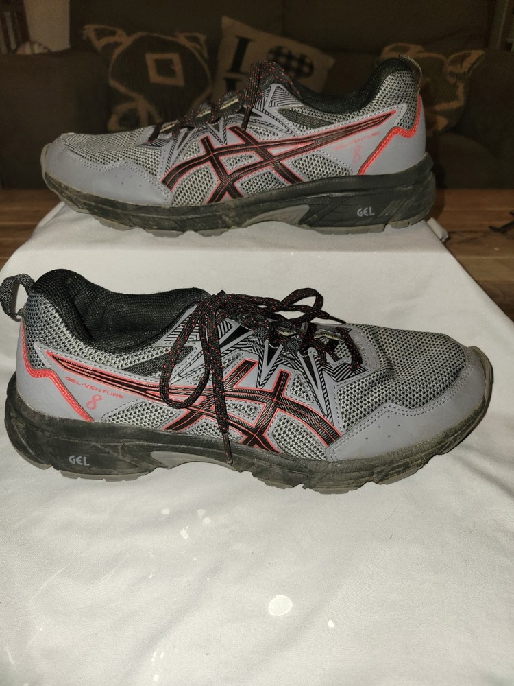 Asics GEL VENTURE 8 Trail Running Shoes Mens Size 10.5 Rock Gray Habanero