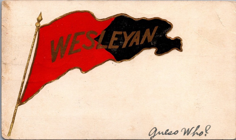 Vintage 1908 Wesleyan University Pennant Postcard Middletown CT Embossed
