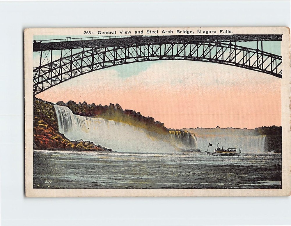 Postcard General View and Steel Arch Bridge Niagara Falls North America