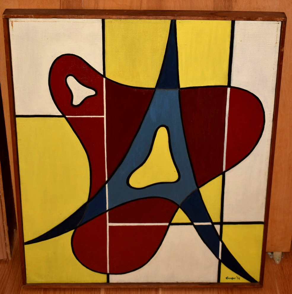 1954 Boston Mid Century Surrealist Abstract Painting Ed Cooper Expressionist