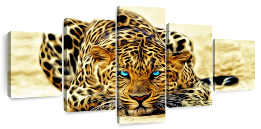 Blue Eyed Jaguar Wildlife Canvas Art Print  