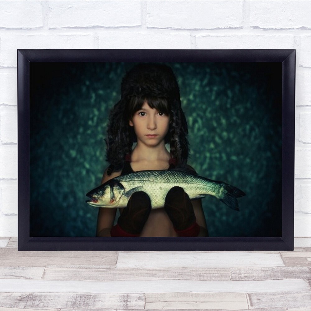 Winter Portrait Of A Fish Kid Child Girl Wall Art Print