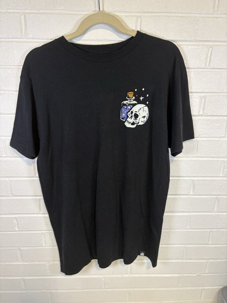 Black Skull And Potion Graphic T-Shirt Medium By Into The A.M.
