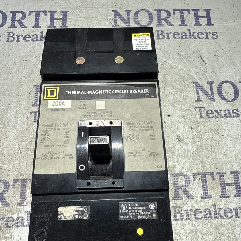 Square D KA36200 Circuit Breaker 200A 3P 600VAC 250VDC