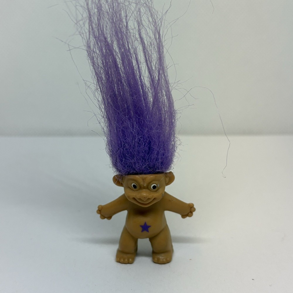 Vintage Purple Hair Heart Belly Button Baby Mini Troll Doll Pen Pencil Topper