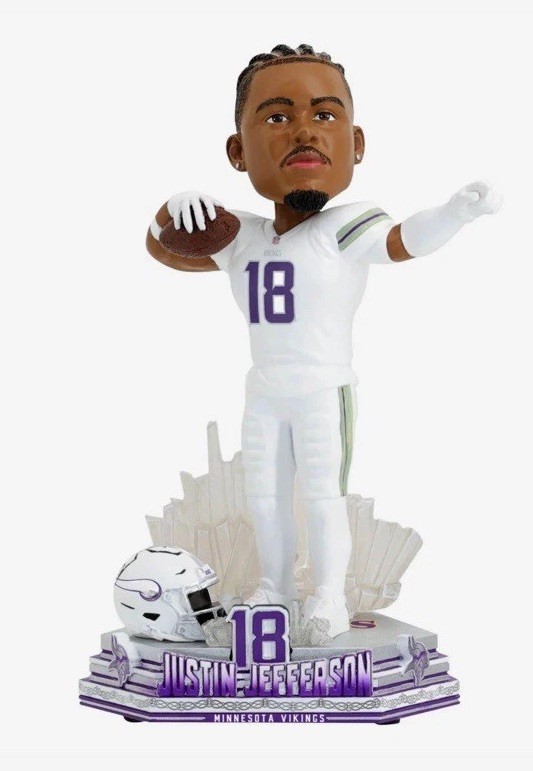 Justin Jefferson Vikings Winter Warrior Bobblehead Limited Edition 124 FOCO