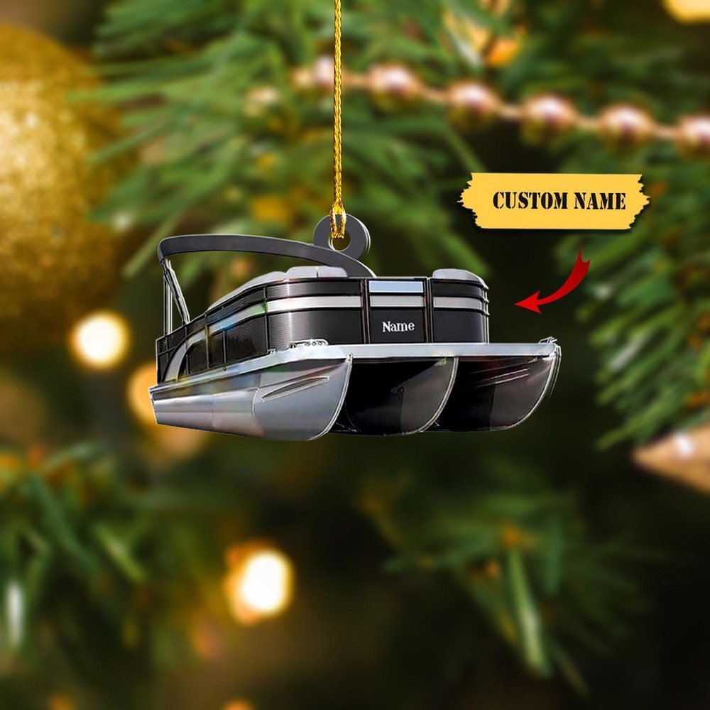 Personalized Pontoon Boat Christmas Ornament 2D   pontoon boat ornament  Christm