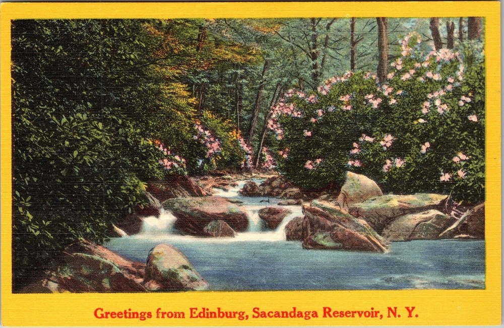 Edinburg NY-New York, Scenic Greetings, Rocky Water, Vintage Postcard