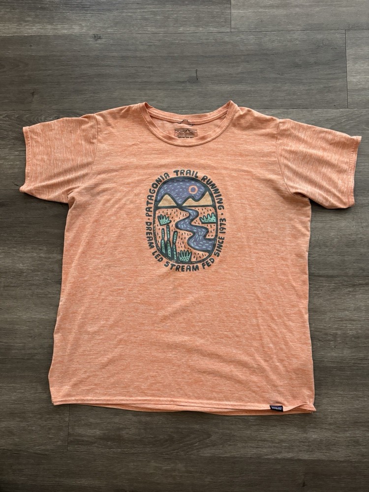 Patagonia Capilene Cool Daily Orange Graphic Crew Neck Men's T-Shirt Size L