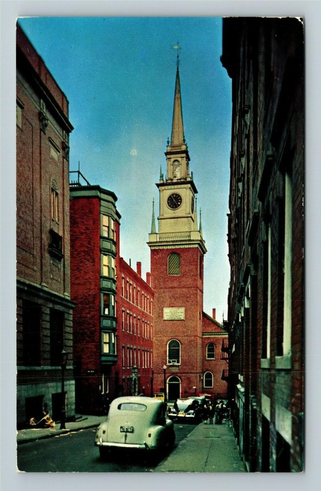 Boston MA-Massachusetts, Old North Church, Outside, Vintage Postcard