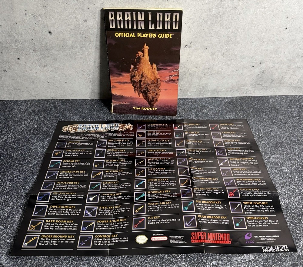 BRAIN LORD Super NINTENDO Console SNES - Tim Rooney - Players Guide Plus Poster