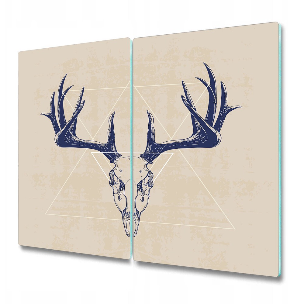Tempered Glass Chopping Board Utensil Deer skull blue and white photo 2x30x52