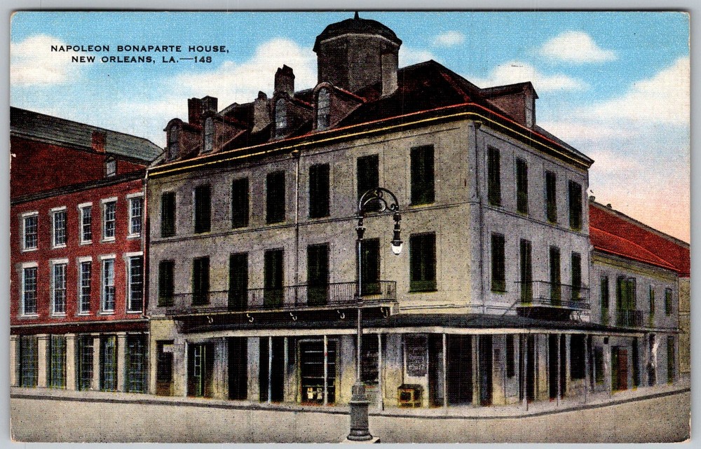 Vtg Linen Postcard Napoleon Bonaparte House New Orleans, LA 1950s