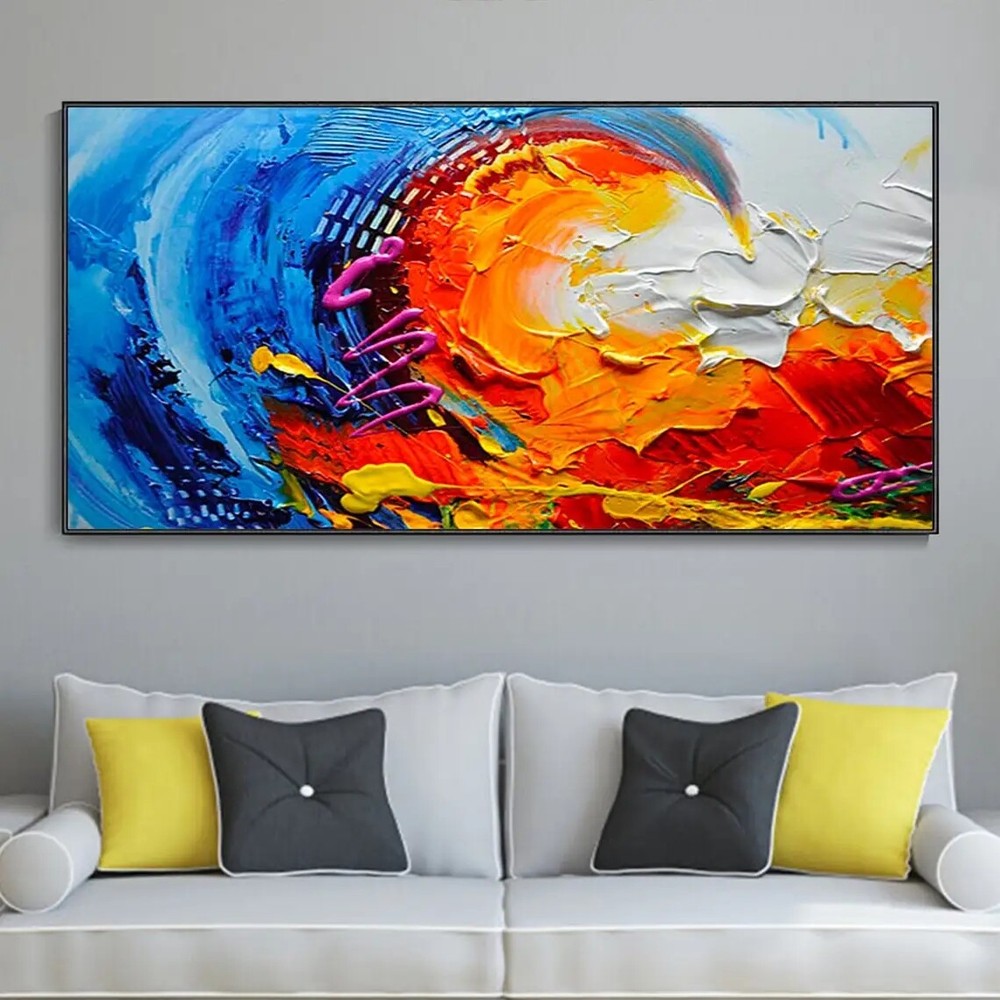 Abstract Boho Giant Wave Canvas Oil Painting Large Custom Hand Knife Painting