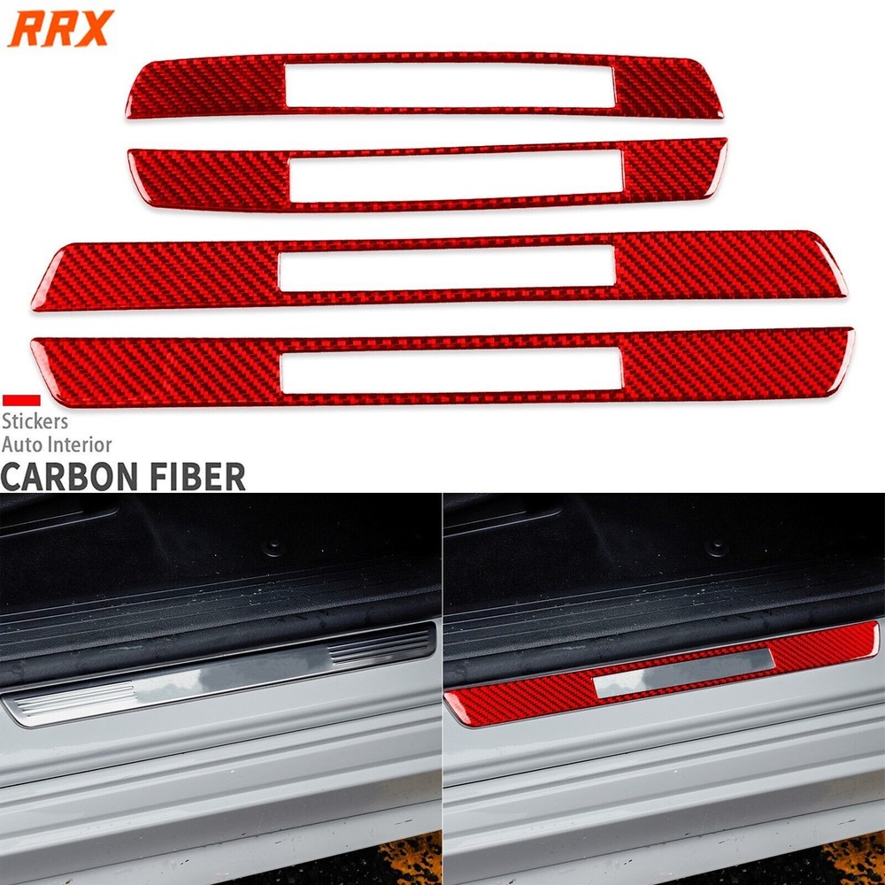 4Pcs Red Carbon Fiber Door Sill Covers for Mercedes GLE W167 2019-2024