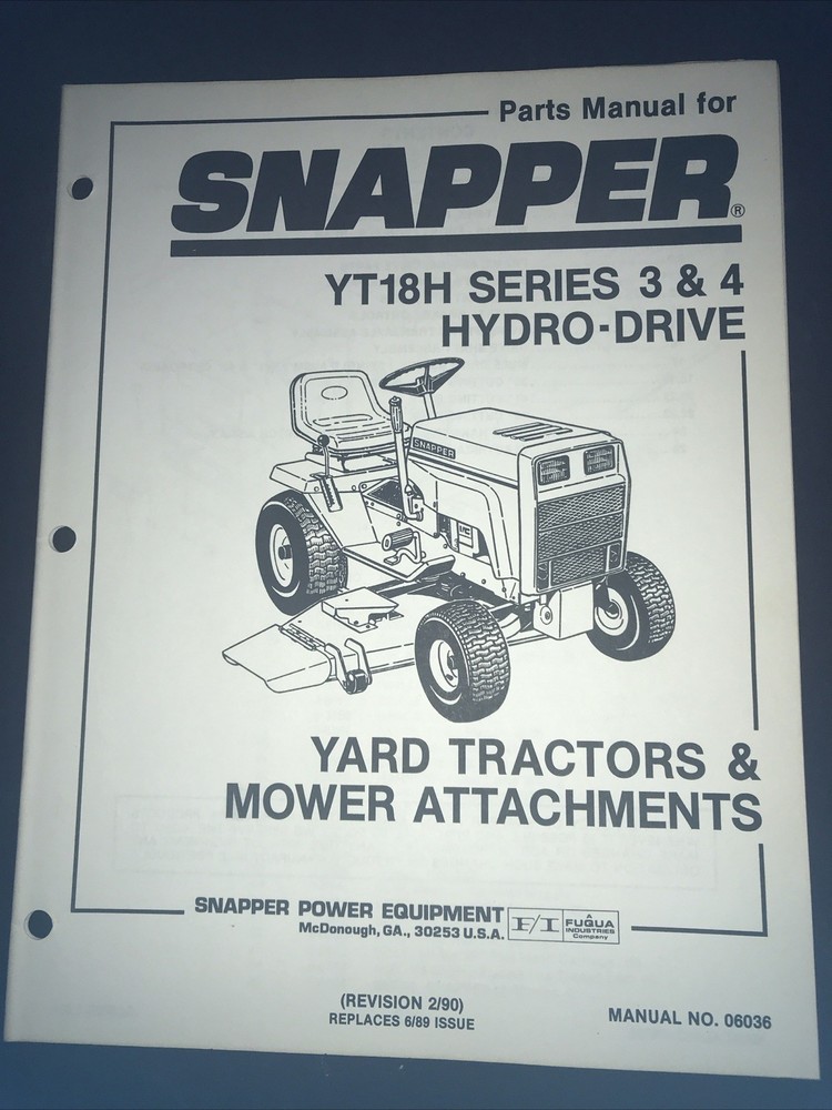 Snapper Yt18H Series 3 &4 Hydro Parts Manual