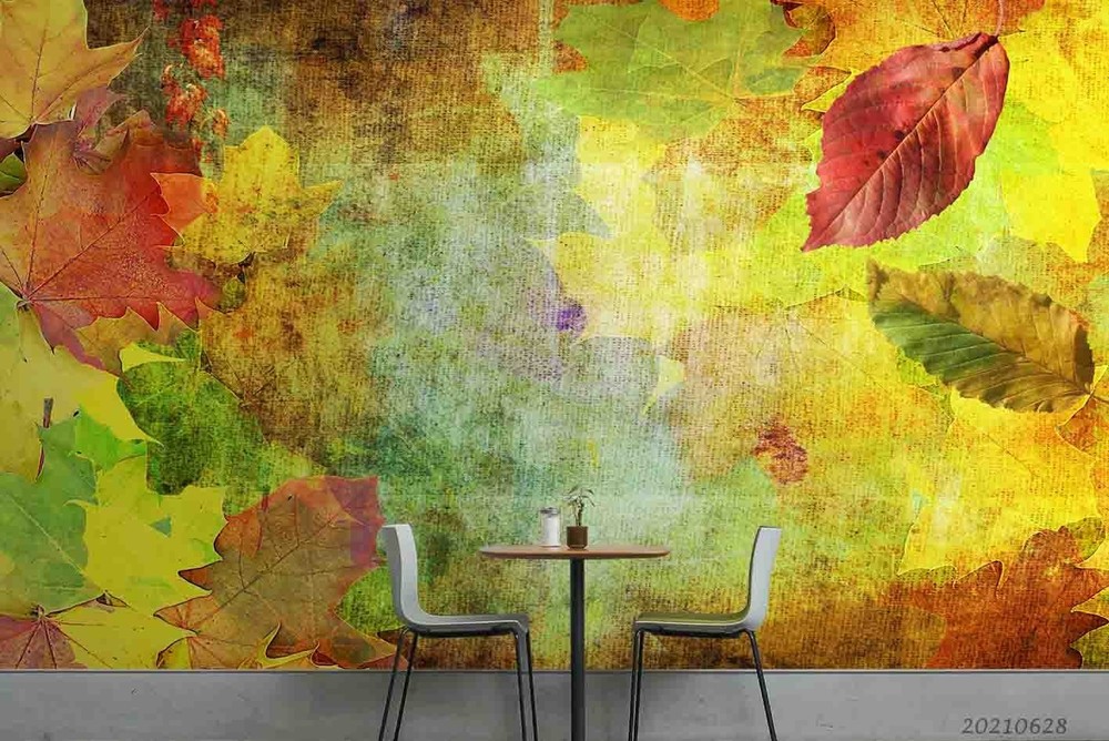 3D Autumn Plants Leaves Wall Murals Wallpaper Murals Wall Sticker