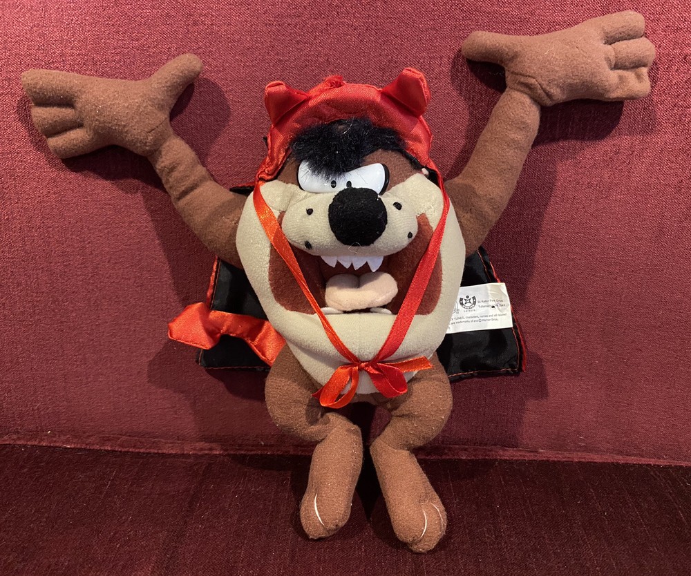 VINTAGE 2003 TASMANIAN DEVIL LOONEY TUNES PLUSH VALENTINES DAY AUSSIE FIGURE WB!