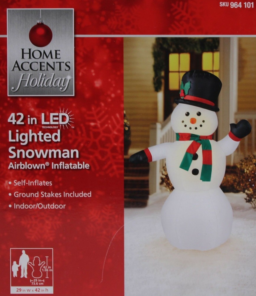 Christmas Home Accent Holiday 42 in Lighted Snowman Airblown Inflatable NIB-image