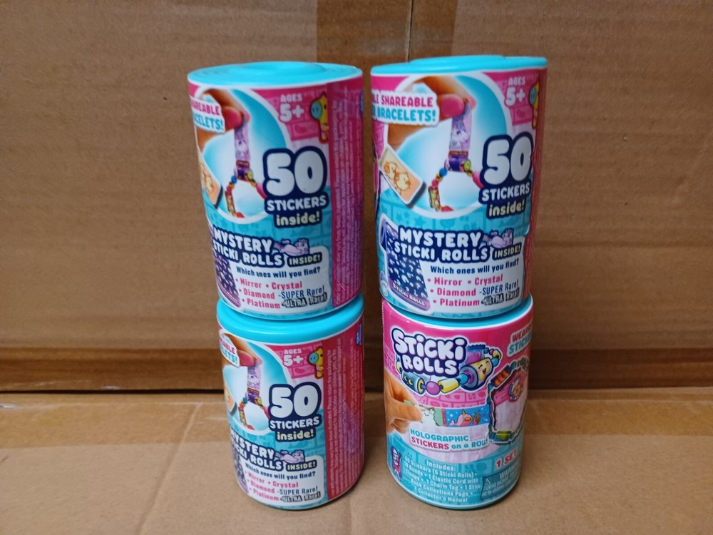 LOT OF 4 PIECES STICKI ROLLS STICKI BAND MYSTERY CAPSULE PACK 50 STICKERS NEW