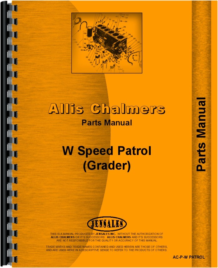Allis Chalmers W PATROL Grader Parts Manual AC-P-W PATROL-image