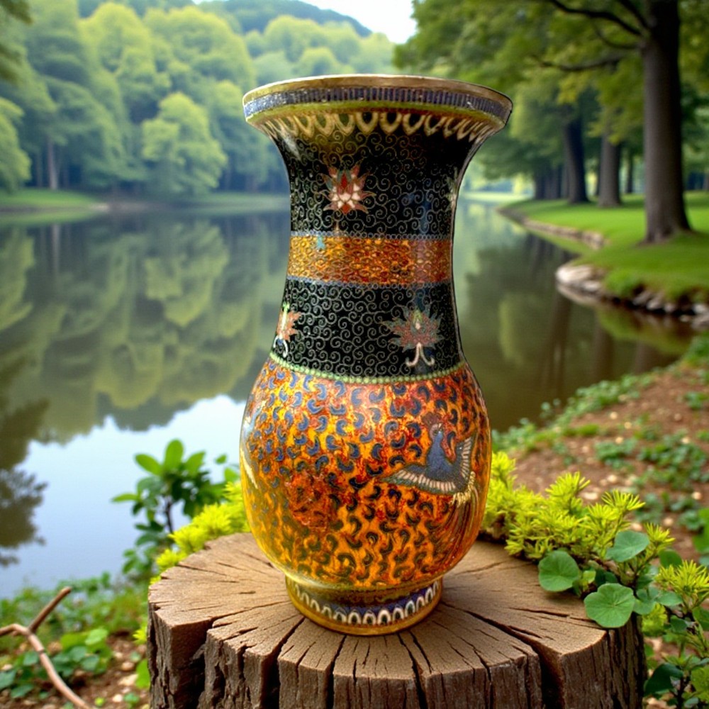 Antique Early Meiji Japanese Cloisonne Large Vase Attributed to Namikawa Rare