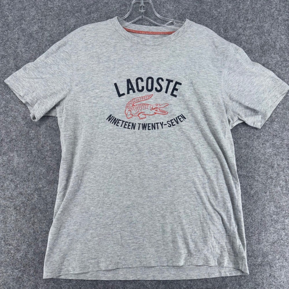 Lacoste Kids Gray Graphic T-Shirt Nineteen Twenty-Seven Crocodile Logo Tee 5191L