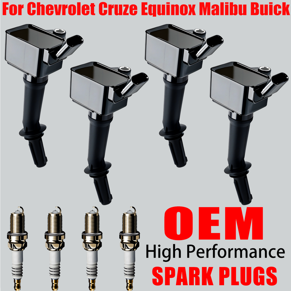 4X OEM Ignition Coil & Iridium Spark Plug For Chevy Cruze Malibu 1.4L 1.5L UF802