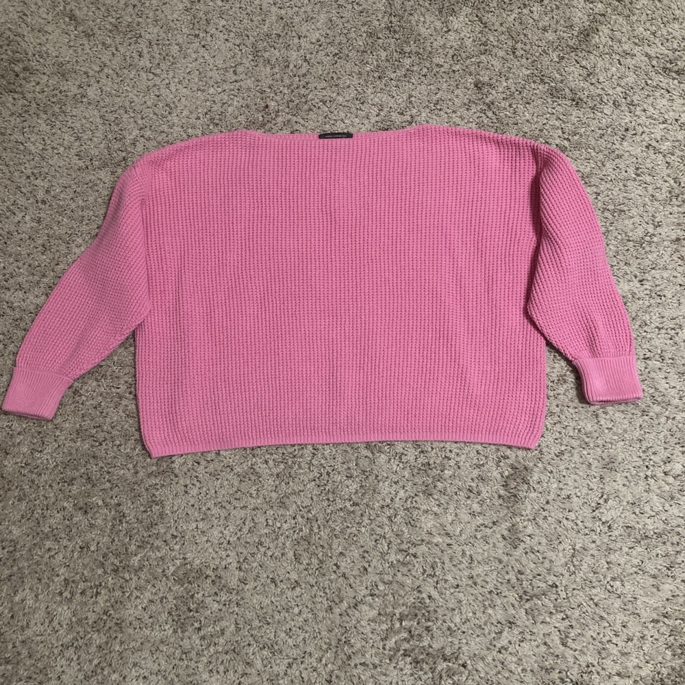French Connection 100% Cotton Pink Waffle Knit Boxy Oversized Sweater Women’s S
