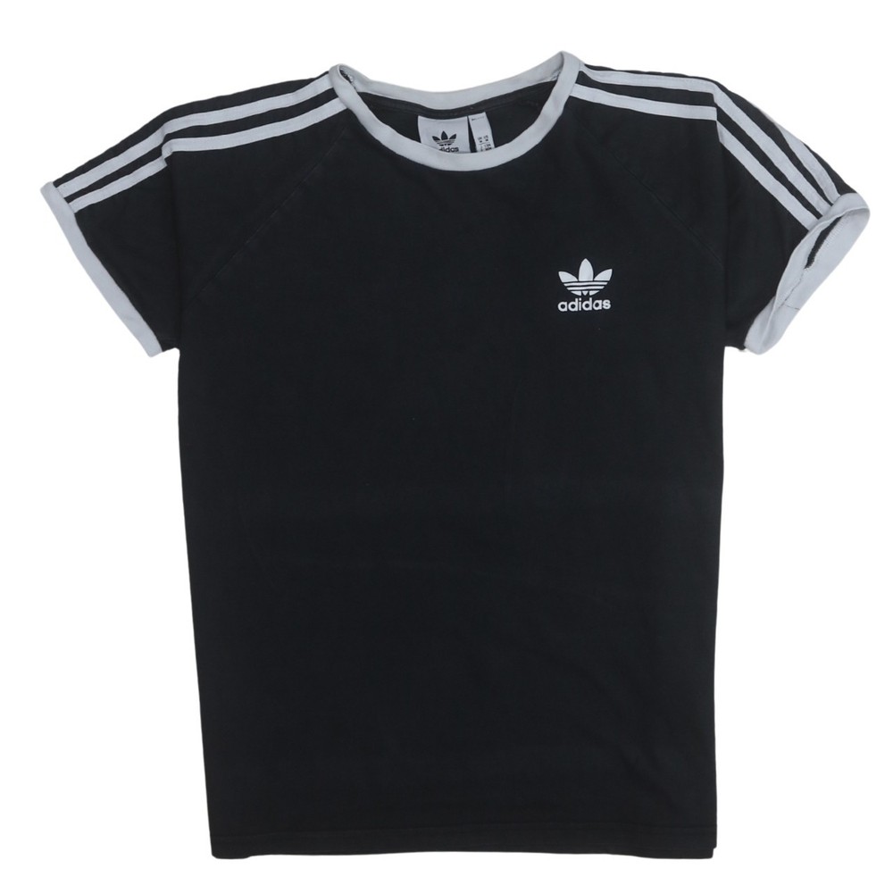 Adidas Mens T Shirt Black Trefoil Logo Three Stripe Raglan Sleeve Jersey Tee M