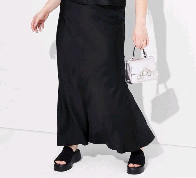 Women’s Satin Trumpet Maxi Skirt Wild Fable Black Size XXL