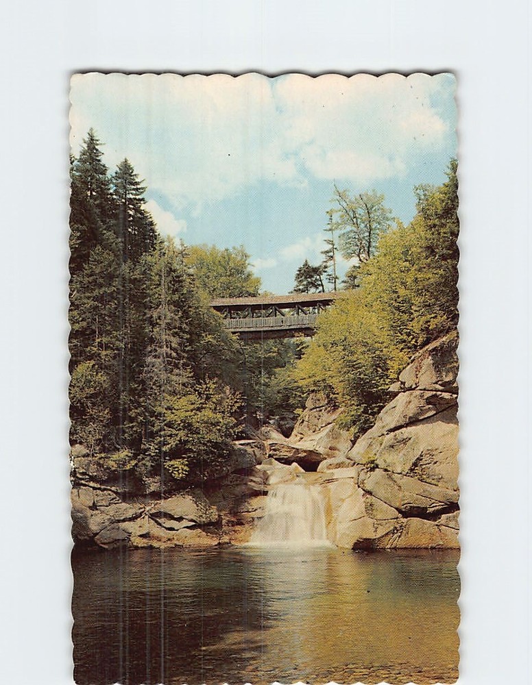 Postcard Pool & Sentinel Pine Bridge Franconia Notch New Hampshire USA