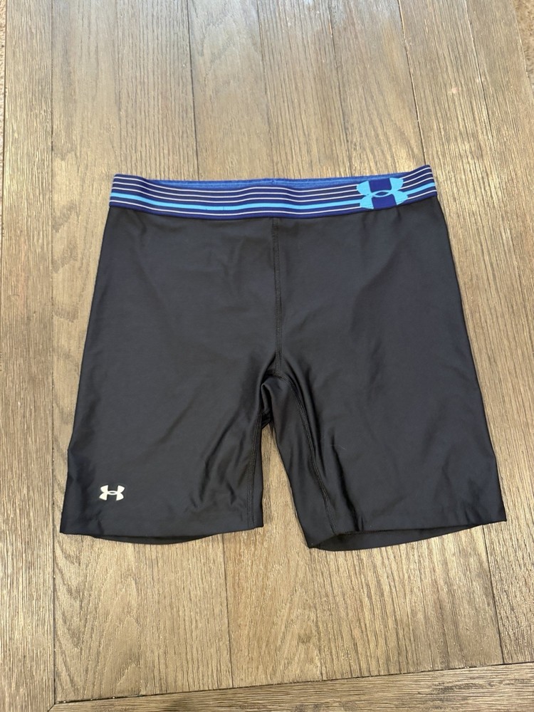 Mens Under Armour Booty Short Spandex Tights Compression Shorts Black Blue L