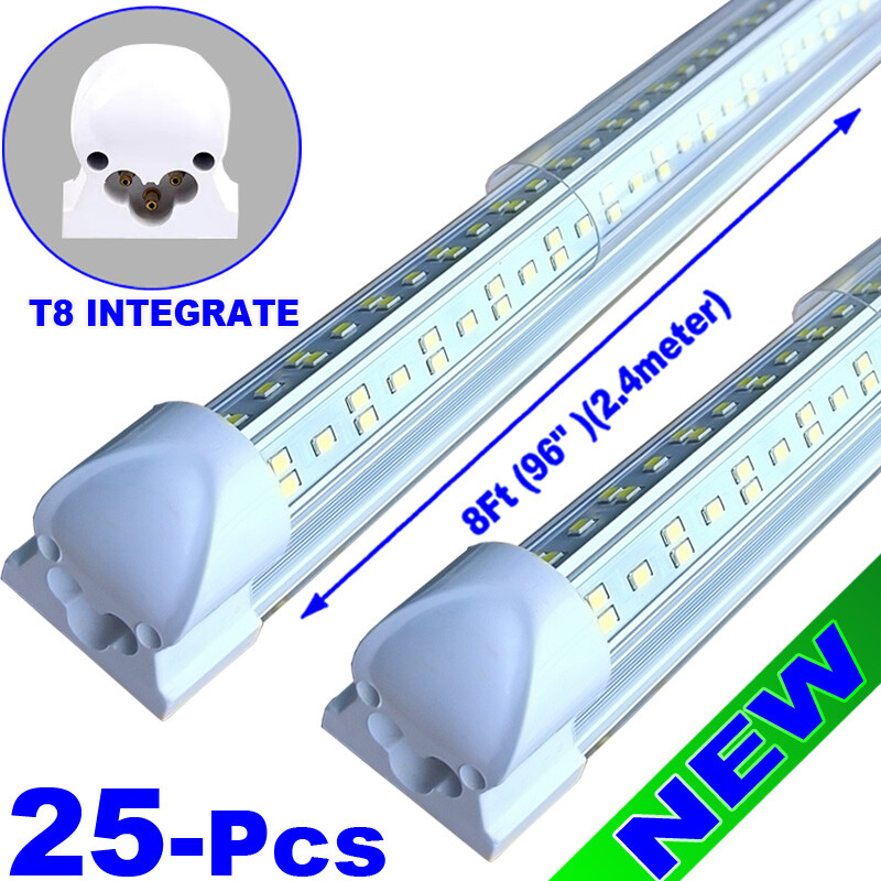 25-Pack 8Ft LED Shop Light 144W Linkable Ceiling Tube Fixture Daylight 6500K