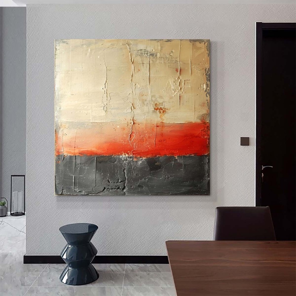 Large Wall Art Yellow Abstract Painting Red Acrylic Painting on Living Room Home