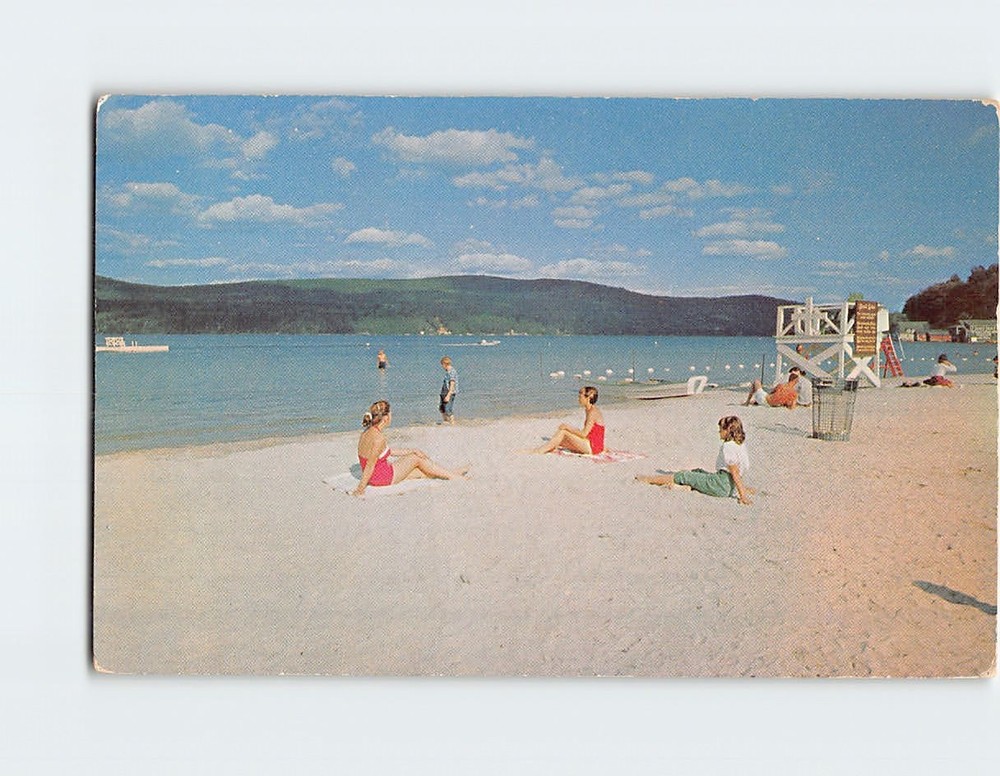 Postcard Mt. Sunapee State Park Beach Lake Sunapee USA