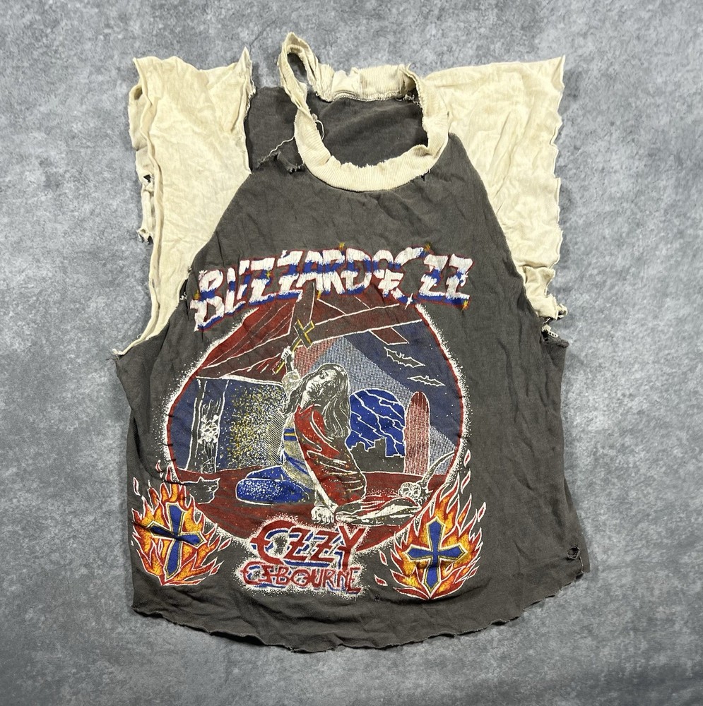 Vintage Ozzy Osbourne Def Leppard Shirt Size S/M  Blizzard Of Ozz Trashed Rare