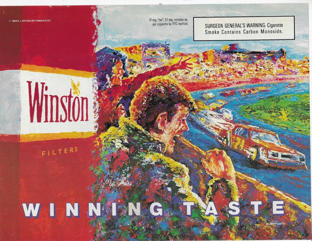 Car Racing  Winston Filters Cigarettes Original Print Ad