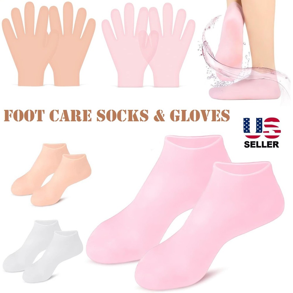1Pair Care Gloves Moisturizing Silicone Socks Foot Skin Care Hand Protectors USA