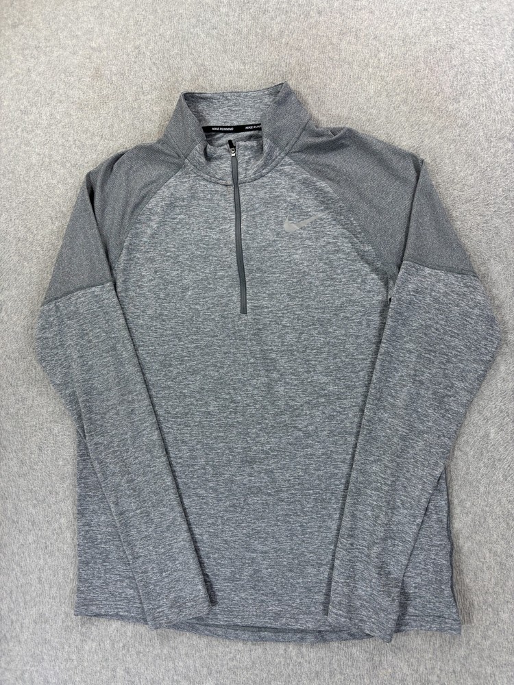 Nike Dri Fit Long Sleeve 1/4 Zip Running Pullover (Men's Medium) Gray