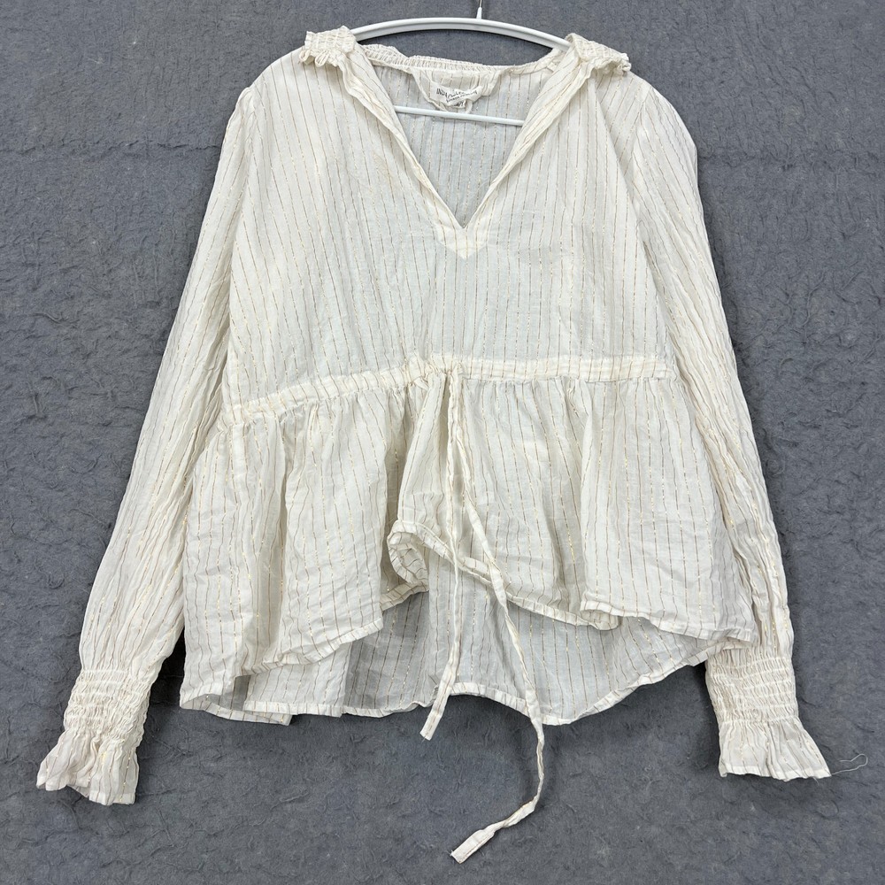 Emerson Fry India Collection Lucybella Top Womens XS/S White Gold Stripe Blouse