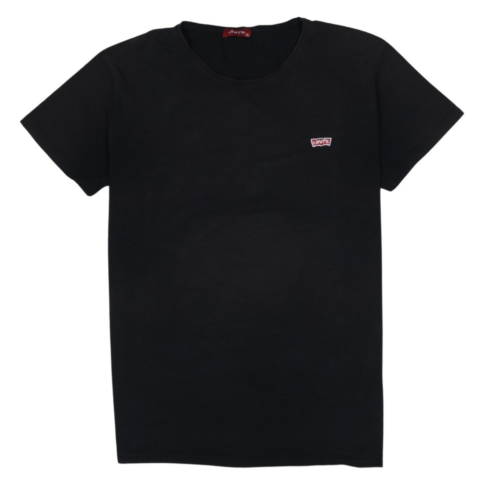 Levis Womens T Shirt Black Cotton Embroidered Chest Logo Crew Neck Jersey XL