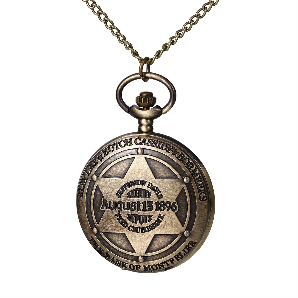 Men Women Bronze Tone bank of montpelier Steampunk Analog Pocket Watch Necklace